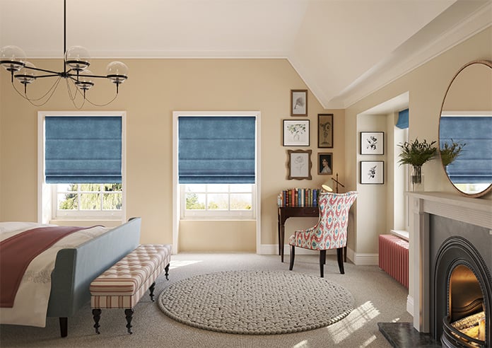 Florence Faux Suede, Prussian Blue - Motorised Roman Blind - Image 8